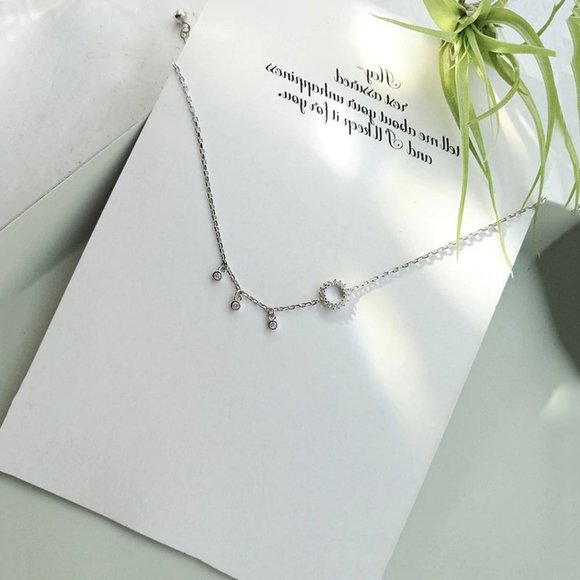 *NEW 925 Sterling Silver Diamond Circle Anklet A - Picture 5 of 11